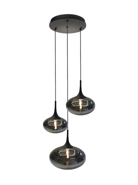 PARADISO hanging lamp round 3-light G9 smoke