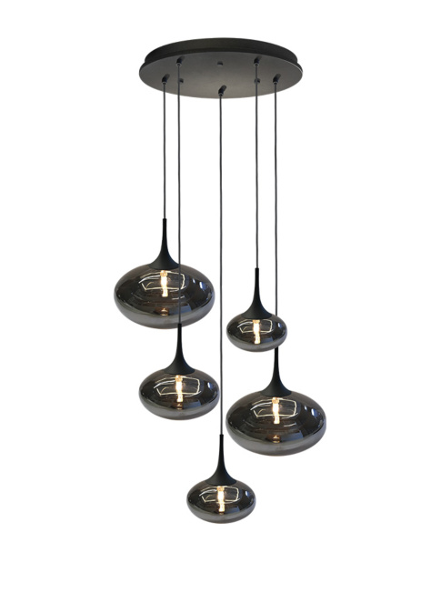 PARADISO hanging lamp round 5-light G9 smoke