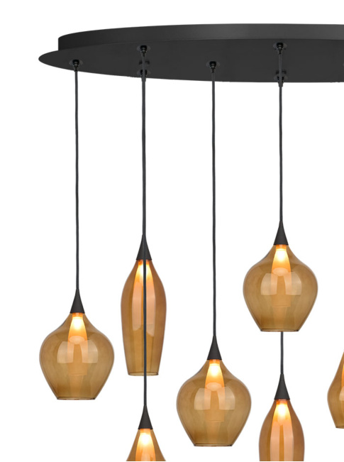 Ionia hanglamp ovaal 10-lichts G9 zwart 1200 x 350mm