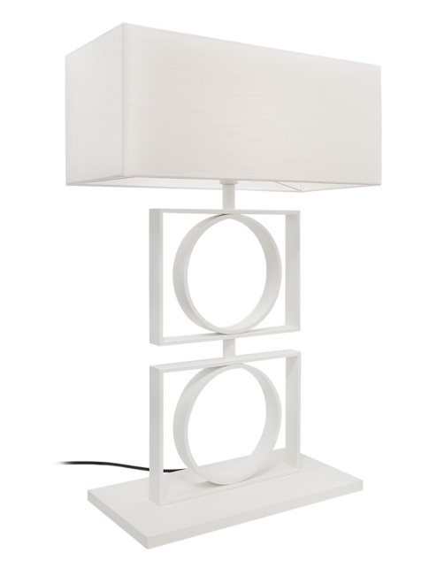 Sans chichi white table lamp designed by Monique Des Bouvrie