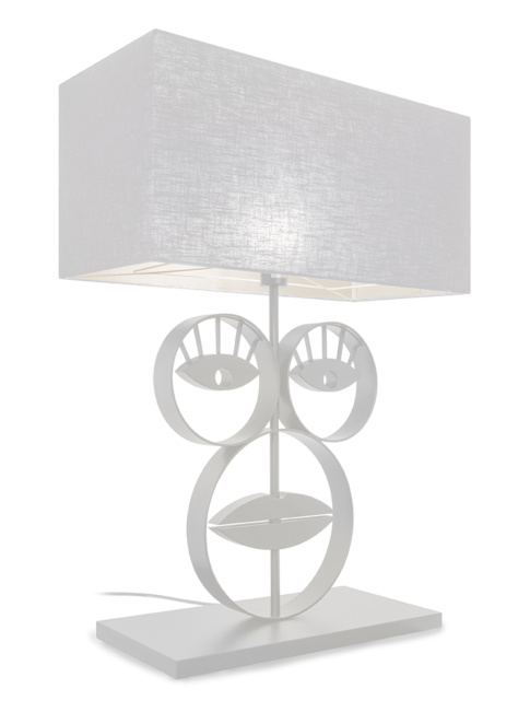 Le Masque white table lamp designed by Monique Des Bouvrie