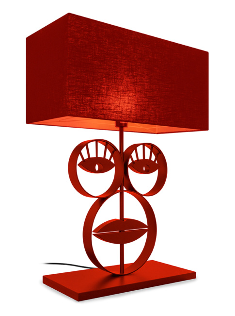 LE MASQUE red table lamp Designed By Monique Des Bouvrie