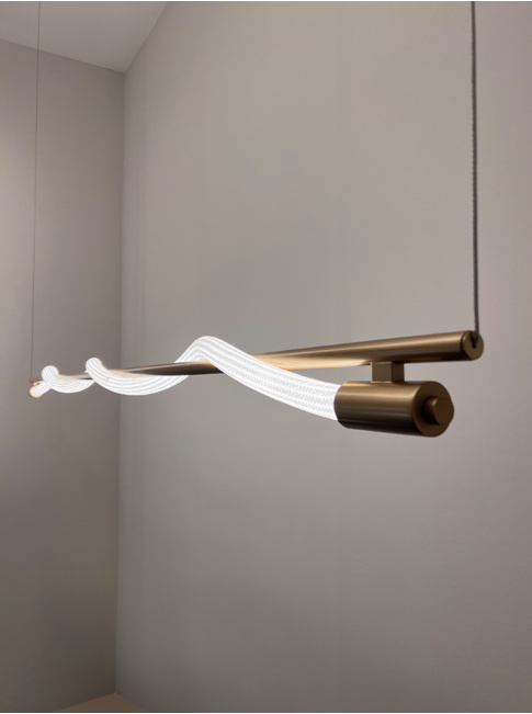 ROPE horizontale hanglamp 14W 2700K goud - Hanglampen