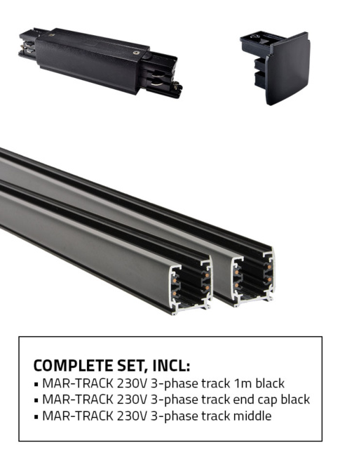 RAILSET 3-fase 2x 1m zwart