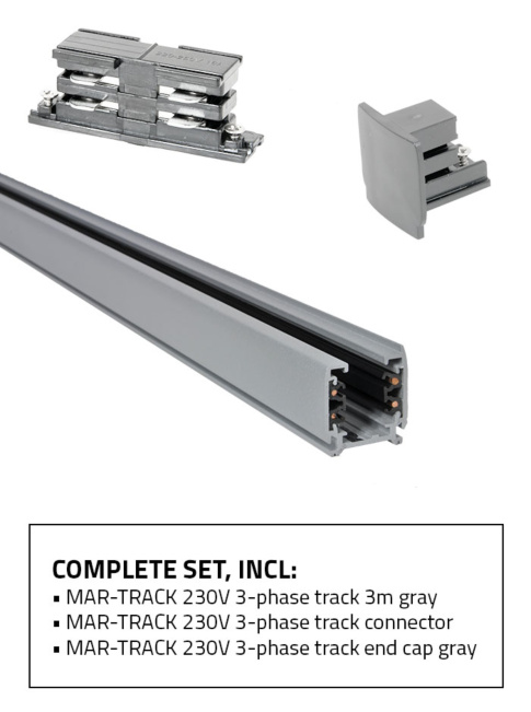 RAILSET 3-fase 3m grijs