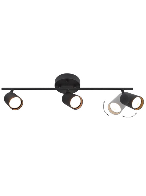 NAXOS plafondlamp 3-lichts GU10 zwart - Opbouwspots