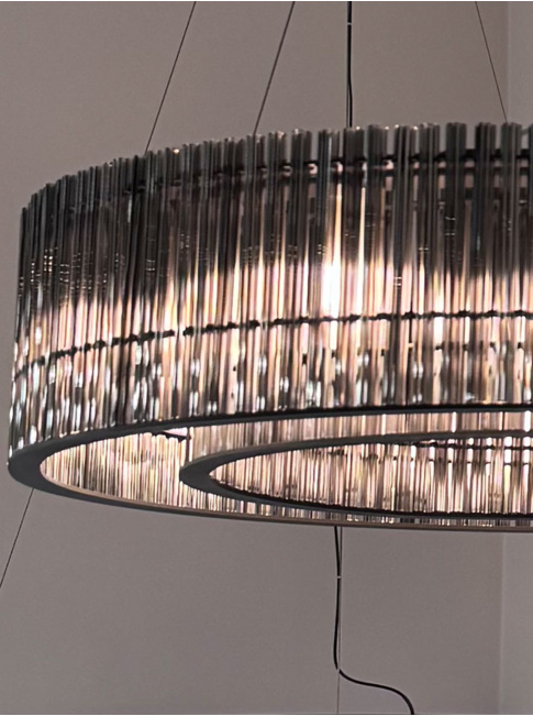Puglia hanglamp 10x G9 zwart + smoke glas d:70cm