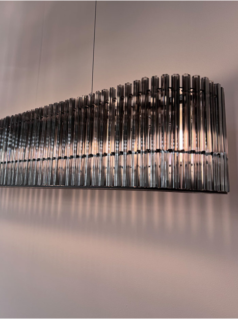 Puglia hanglamp 7x G9 zwart + smoke glas d:110cm