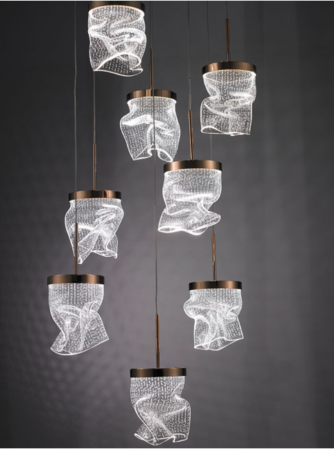 FELICE hanglamp 8x 5W 2700K goud d:40cm dimbaar - Hanglampen