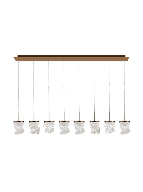 FELICE hanglamp 8x 5W 2700K goud L:165cm dimbaar - Hanglampen
