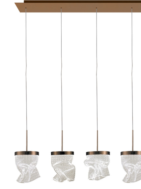 FELICE hanglamp 8x 5W 2700K goud L:165cm dimbaar - Hanglampen