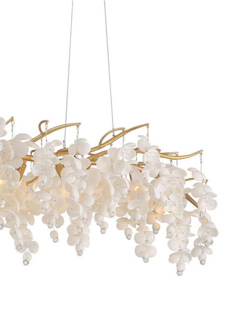 POSITANO hanglamp 9x G9 champagne goud L:120cm - Hanglampen