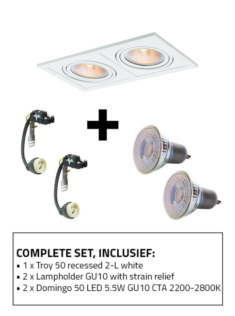 Troy 50 recessed spot 2-l set CTA white including GU10 lamp holder and GU10 light source
