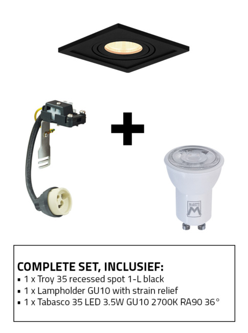 Troy 35 built-in spotlight 1-l set 2700K black incl. lamp holder GU10 + GU10 light source