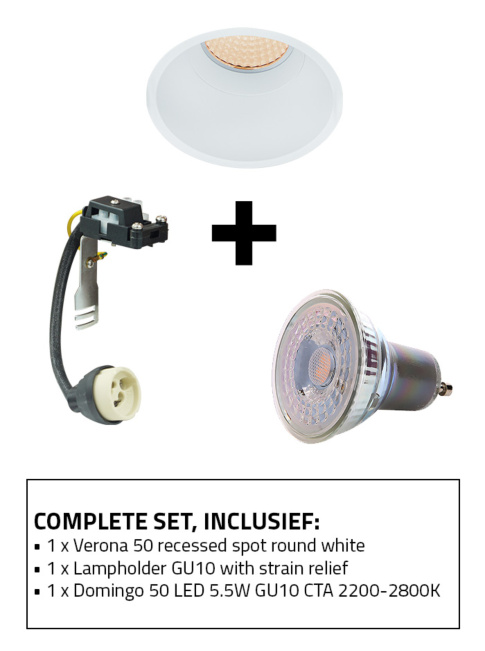 VERONA 50 inbouwspot SET CTA wit incl. lamphouder GU10 en GU10 lichtbron