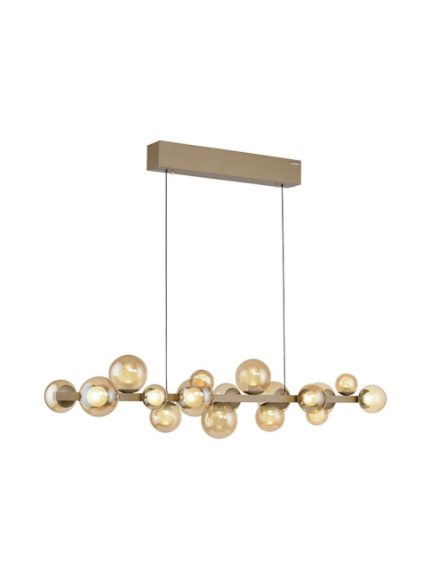 Lumia hanglamp 45W 18-lichts brons/amber l:120cm lift met afstandsbediening