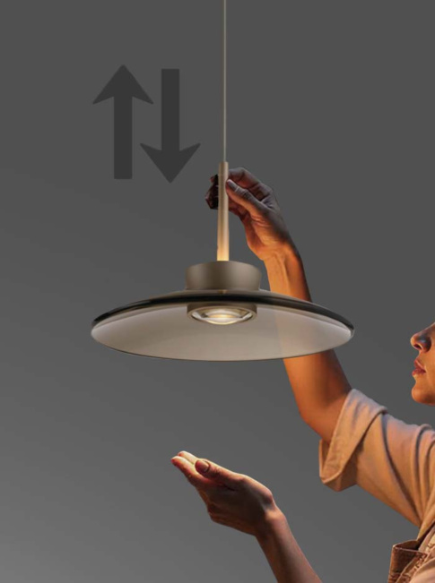 Isla  hanglamp 20W 1-lichts d:32cm brons/amber met easy lift