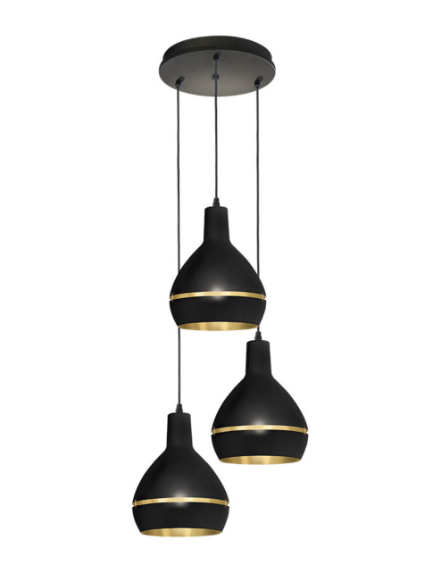 Hala sliced hanging lamp round 3-light E27 designed by Peter Kos