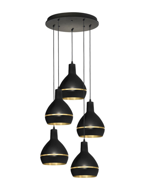 Hala Sliced hanging lamp round 5-light E27 designed by Peter Kos