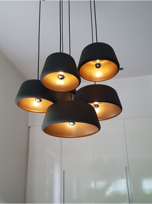 Hala tommy hanglamp rond 5-lichts E27 ontworpen door Peter Kos