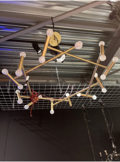 Helios 24-light G9 brass chandelier designed by Cocoon Living