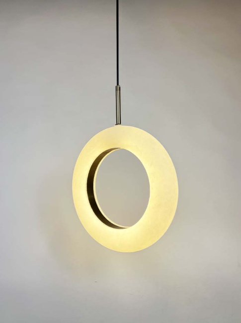 Alabastro hanglamp 1x 8W 3000K koper d:30cm