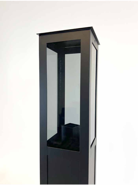 Lucca pillar e27 black smoke glass