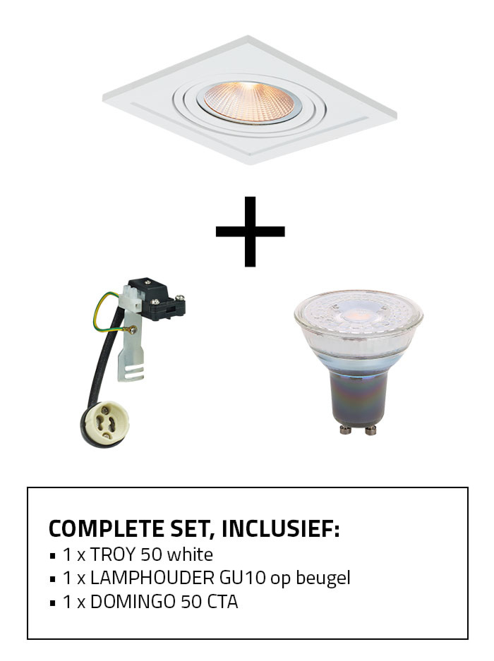 TROY 50 recessed spot complete set white, including light source and lamp holder - Inbouwspots