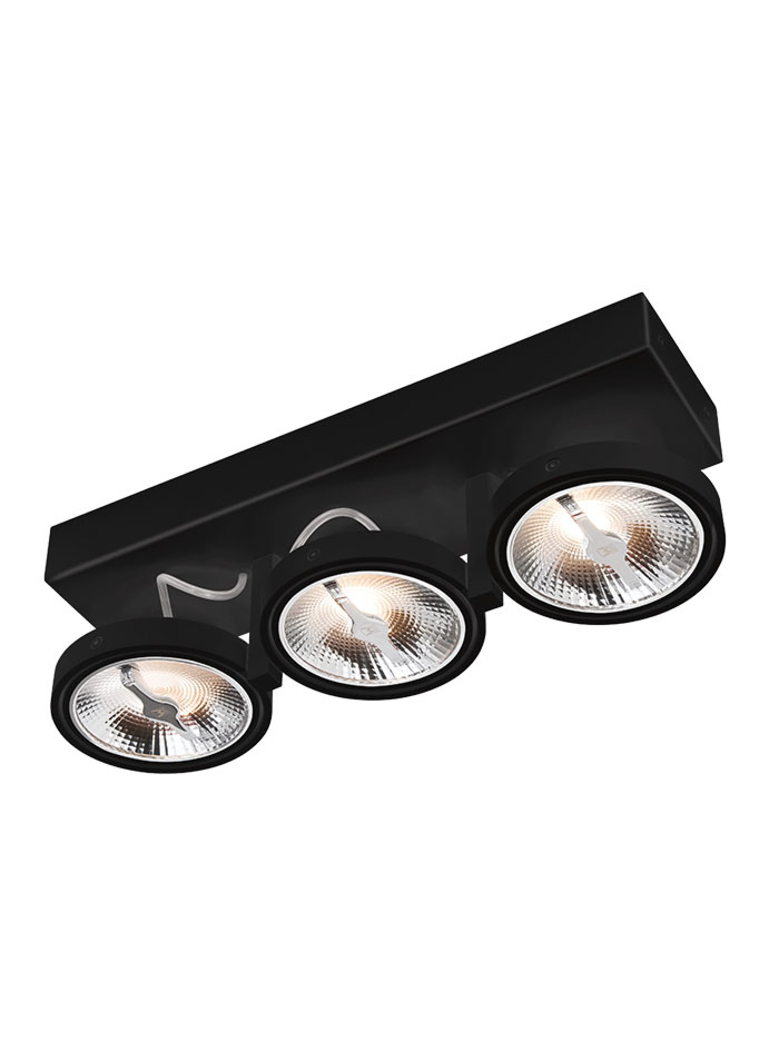 CHIQUE 111 surface-mounted luminaire 3-L DALI dimmable black - Opbouwspots