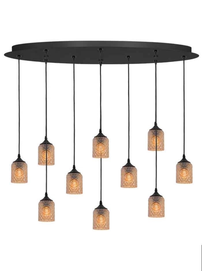 Johnnie oval hanging lamp 10-light amber