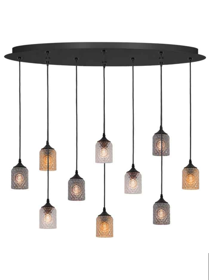 Johnnie oval hanging lamp 10-light mixed