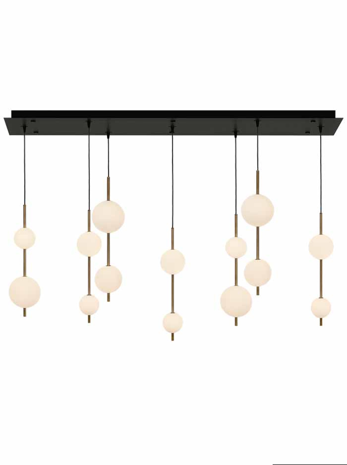 Pearl pendant 3-lichts 18W brons met spreader ontworpen door Herman Peters