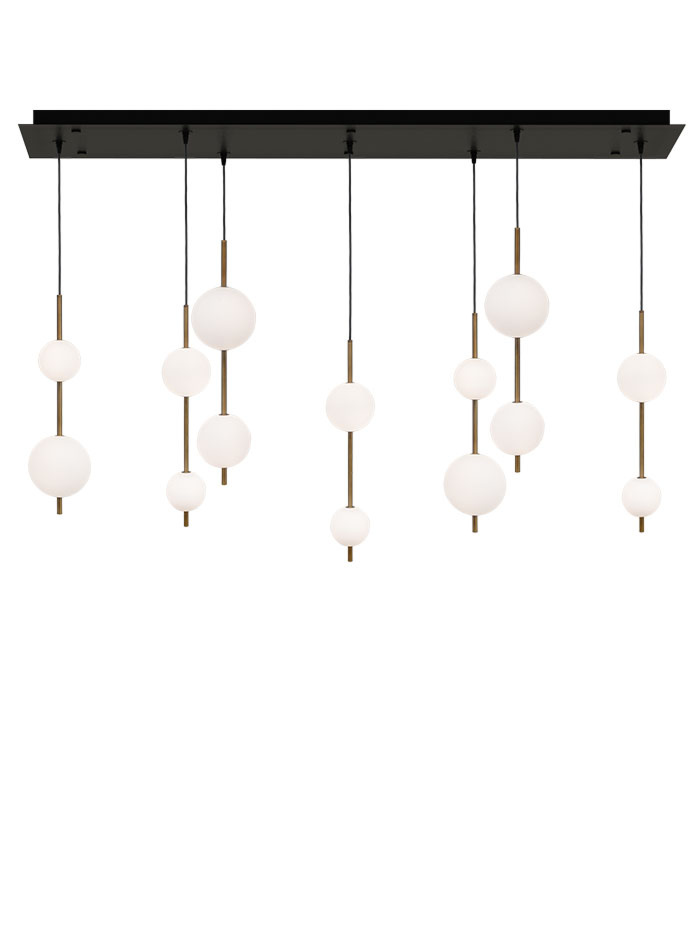 Pearl pendant 7-light 42W bronze designed by Herman Peters