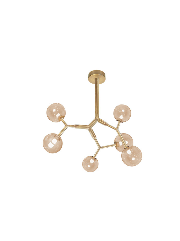 Lightning chandelier s 6-l brass amber glass designed by Patrick Russ