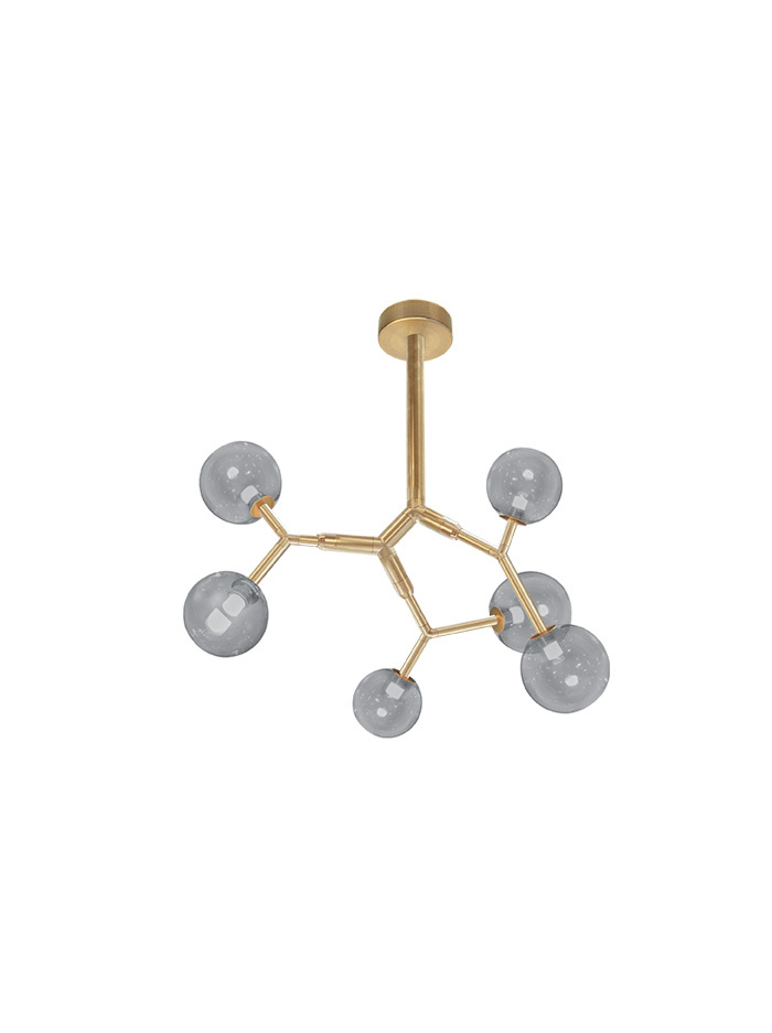 Lightning chandelier s 6-l brass smoke glass designed by Patrick Russ