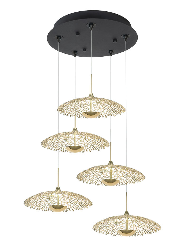 Sonno hanging lamp 5-L 35W 3000K gold Triac dimmable