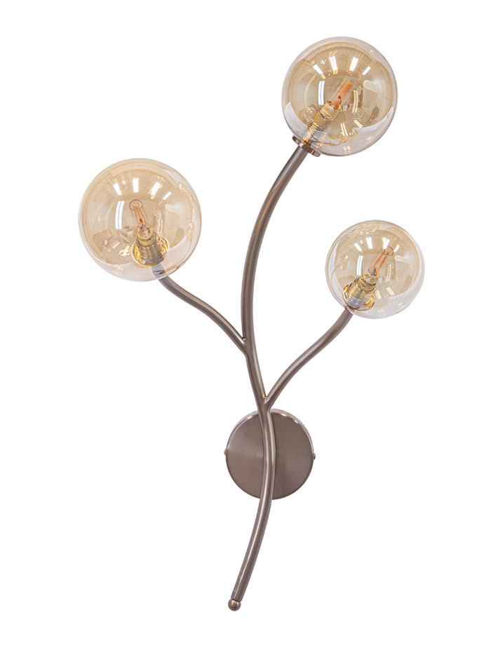 Vernazza wall lamp G9 3-light sanded brass with amber glass