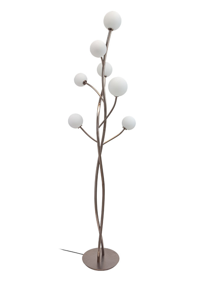 Vernazza vloerlamp G9  7-lichts geschuurd messing met opaal glas