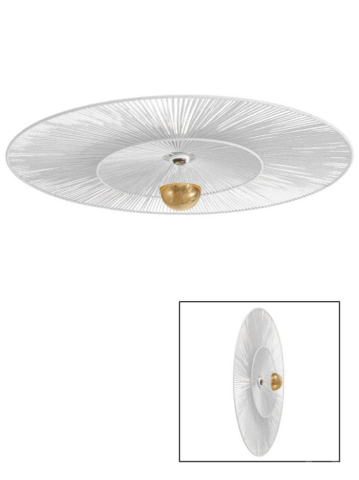 CAPPELLO PLAFOND/WANDLAMP d:100cm E27 wit met witte kap   - Wandlampen