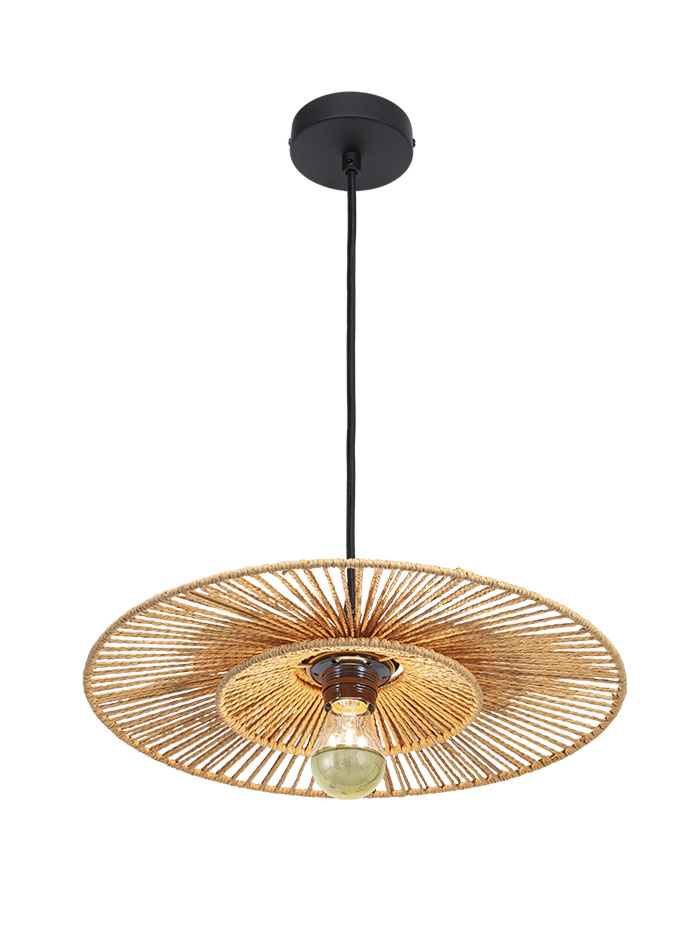 Cappello hanging lamp E27 d:40cm black with natural shade