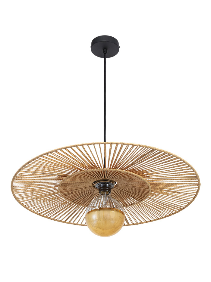 CAPPELLO HANGING LAMP E27 d:60cm black with natural shade - Hanglampen