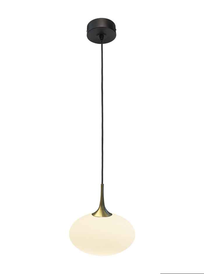 Paradiso hanging lamp 1-light G9 brass with opal 250mm