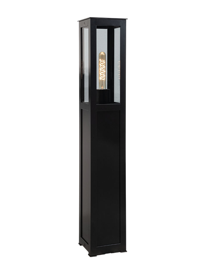 Lucca pillar E27 black smoke glass