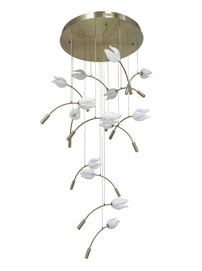 LOTUS hanging lamp 15W 15-light bronze - Hanglampen