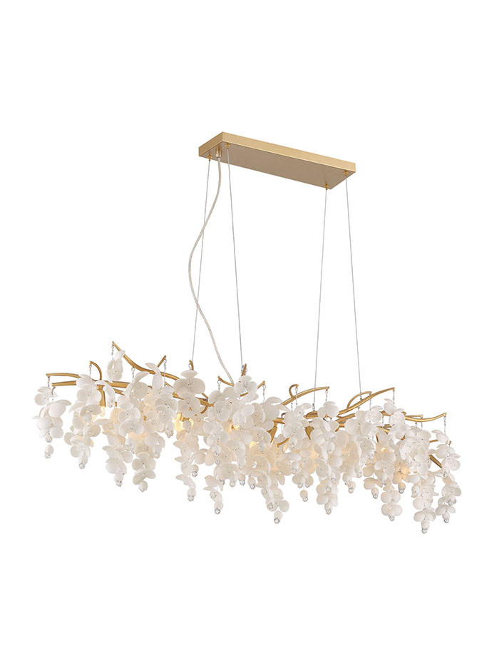 POSITANO hanglamp 9x G9 champagne goud L:120cm - Hanglampen