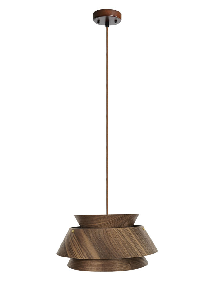 Void wood hanging lamp E27 walnut wood d:33cm
