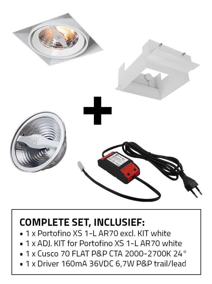 Portofino 70 XS built-in spotlight 1-l set CTA white including kit, light source and driver