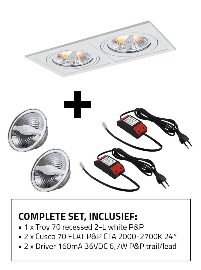 Troy 70 inbouwspot 2-l set CTA wit incl. Cusco 70 lichtbron en driver