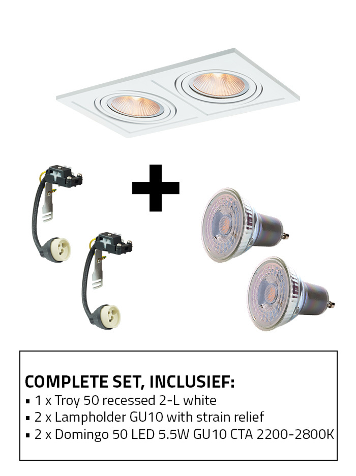 Troy 50 recessed spot 2-l set CTA white including GU10 lamp holder and GU10 light source