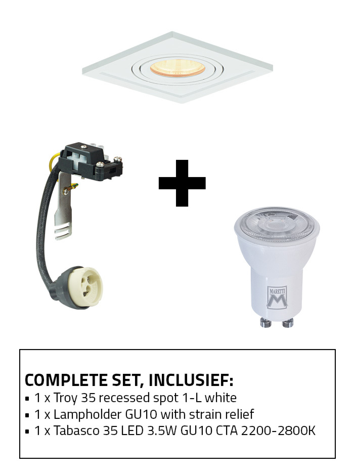 Troy 35 built-in spotlight 1-l set CTA white including GU10 lamp holder and GU10 light source